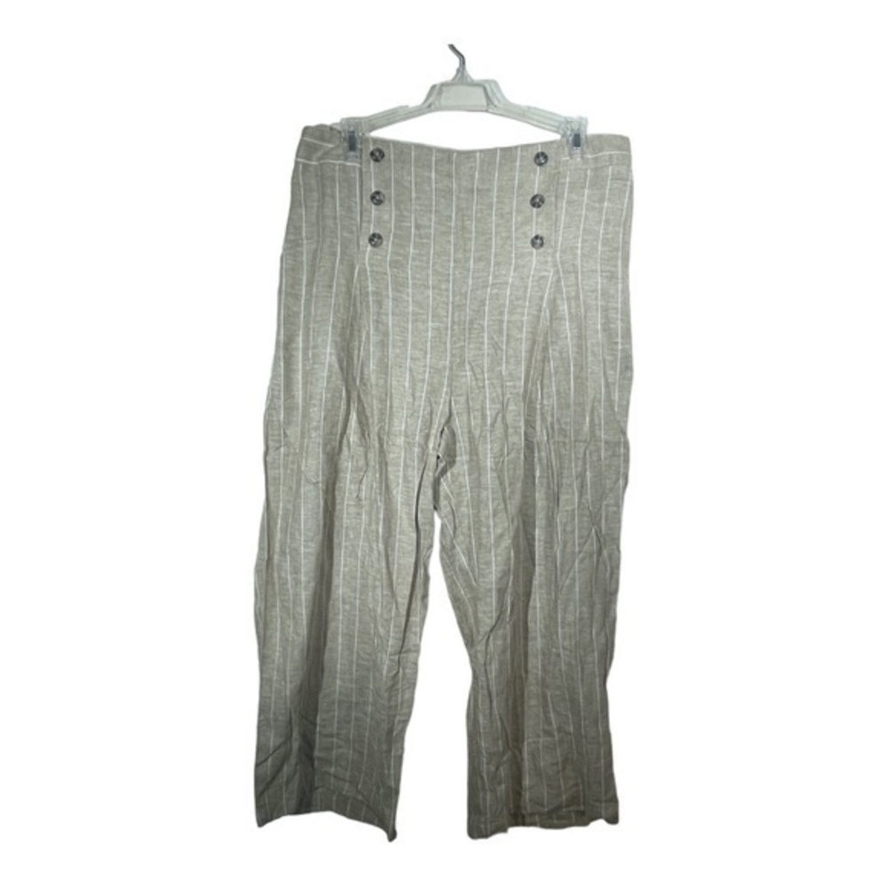 Suzy Shier Womens Linen Blend Wide Legged High Rise Culottes Capris Size Large